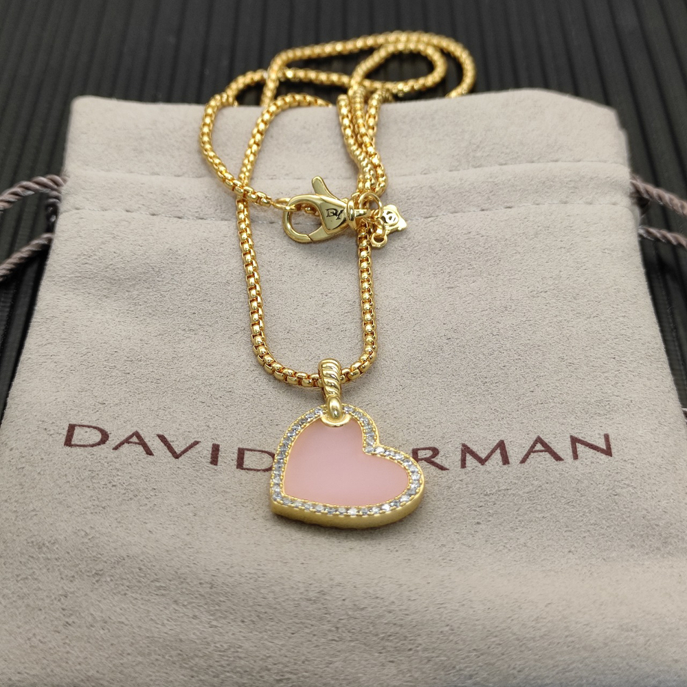 David Yurman Gold Pink Heart Necklace - Picture 2 of 5